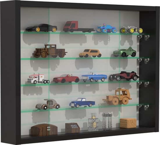 Vitrinekast staande hangende wandvitrine - glasplanken 50 cm breed x 4.5 diep - schuifdeuren