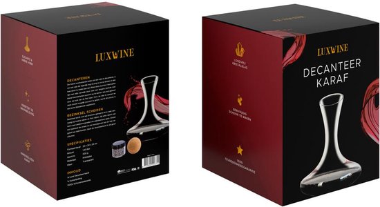 Luxwine® - Decanteer karaf - Wijnkaraf - 1,45L - Incl. 1000 Schoonmaakparels - Incl. kurkafsluiting - Decanter