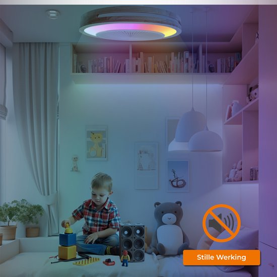 WERYOU® illuminAIR Plafondventilator - Plafonniere - Plafondventilator met verlichting - Plafonniere - Ventilator lamp - RGB Ledlamp - Incl Afstandsbediening - Hout Design