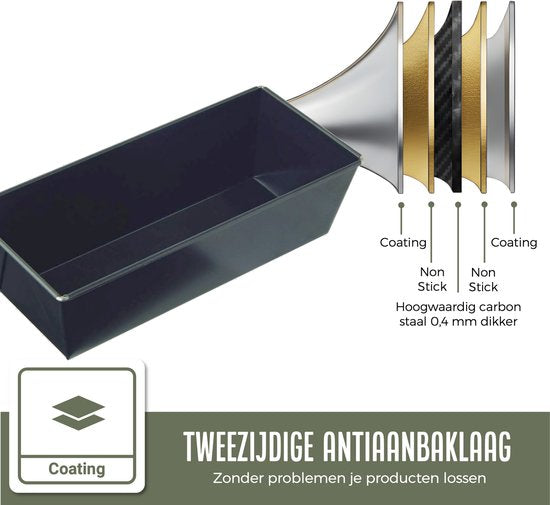 COOCK - Bakvorm - Cakeblik met Antiaanbaklaag - Cakevorm - Bakblik 25 cm - Incl. Deegschraper & E-Book