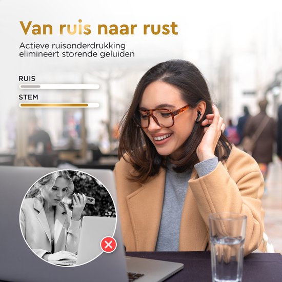 Golden Sound Oortjes draadloos - Draadloze oordopjes - Bluetooth oortjes - Active Noise Cancelling - Sport oordopjes - Led display - Touch functie - Geschikt voor elke smartphone & laptop