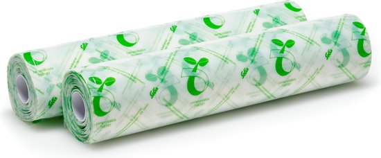 Solis – Eco Vacuümrollen – 2 Stuks – 30 x 600 cm – Voorzien Van Composteerbaar Materiaal En Aromabescherming En Herbruikbaar Design – Voor Voedselbewaring En Sous-Vide – Transparant Bioplastic