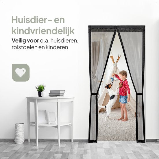 O'DADDY Deurgordijn Deluxe FIBER - Magnetisch Vliegengordijn - Voor Nieuwbouw en Standaard Deuren - Eenvoudige Installatie - Zwarte Hor - 85x205 cm