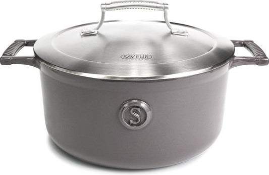 Saveur Voyage Braadpan Ø25 cm – Ovaal Gietijzer – PFAS-vrij – Geschikt voor Inductie & Oven – Grijs – Voor Stoven & Slowcooking