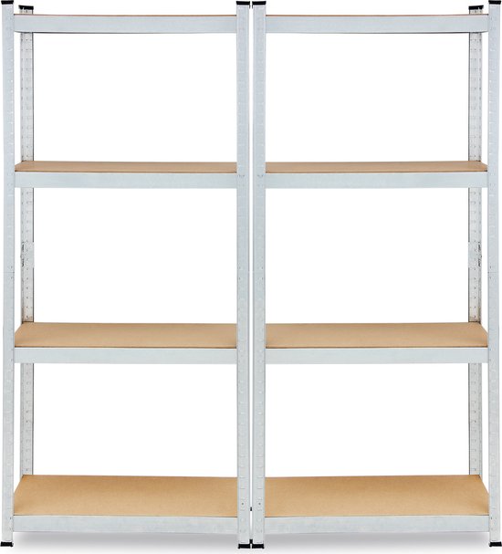 Monzana Stellingkast Metaal – incl. 4 MDF planken- tot 700kg - Zilver
