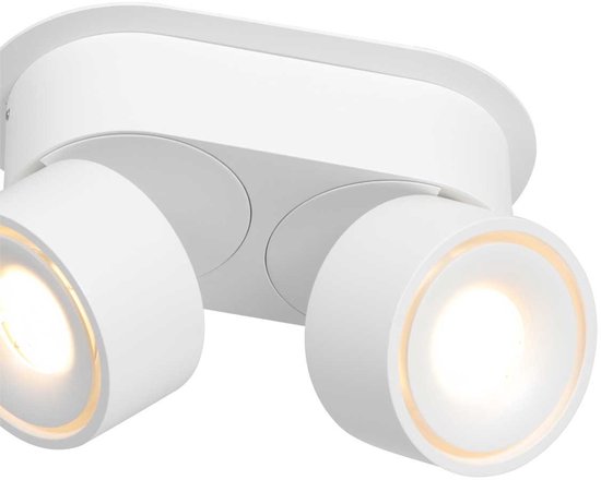 Witte 2-lamps spot Fez 2674W dimbaar draaibaar en kantelbaar kunststof/metaal Modern Mexlite