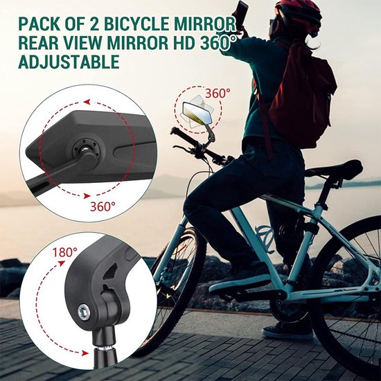 Garpex® Set van 2 - Fietsspiegel Rechts en Links - Achteruitkijkspiegel Fiets - Fietsspiegel ebike - Verstelbaar Ontwerp