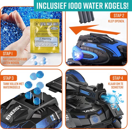 NAPI Bestuurbare Auto - RC Tank met Kogels, 2 Accu’s en Rookgenerator - RC Car voor Jongens - Buitenspeelgoed - Race Autos - Speelgoedauto Buiten - Radiografisch - Tankslider