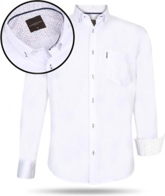 Cappuccino Italia - Heren Overhemd - Borstzakje - Wit - XXL