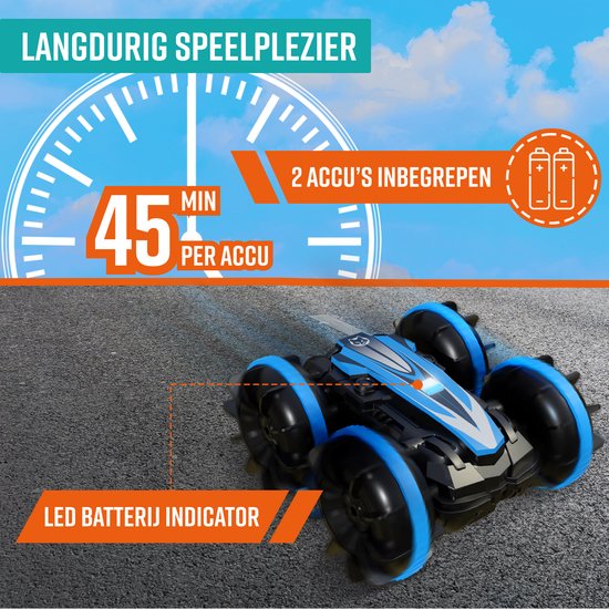NAPI Bestuurbare Auto All-Terrain - RC Auto met 2 Accu's - Waterdicht - Speelgoed Autos Jongens - Buitenspeelgoed - Race Car/Boot Land & Water - 1,5u Speelplezier - Radiografisch - Aqua-Land Racer