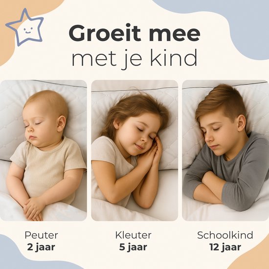 CozySense® Kinderkussen - Hoofdkussen Kind - Peuterkussen - Ergonomisch & Verstelbaar - 100% Katoen - Hypoallergeen - OEKO-TEX® - 40x55cm - 2-12 Jaar