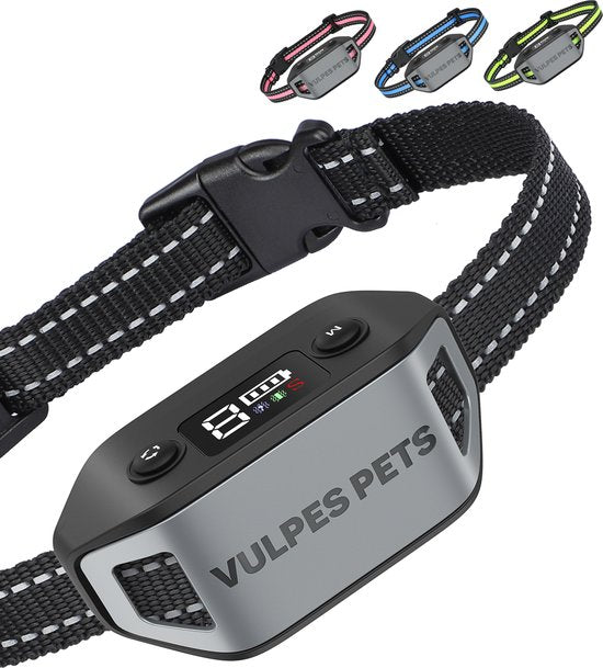 Vulpes Goods® Anti Blafband MAX - Opvoedingshalsband Zonder Schok - Anti Blaf Apparaat voor Kleine & Grote Honden - Waterdicht - Oplaadbaar - Vibratie en Audio - 3 Extra Halsbanden