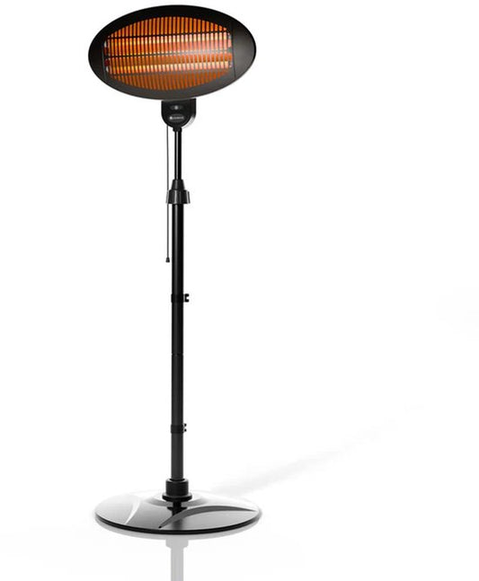 Juskys – Infraroodstraler – 2000 W – Voorzien Van Telescoopstatief En 3 Verwarmingsniveaus – Voor Terras En Tuin – Zwart Staal