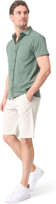 Mario Russo Korte Mouwen Overhemd - Overhemd heren - Polo Shirt Heren - t shirt heren - XXL - Eend Groen