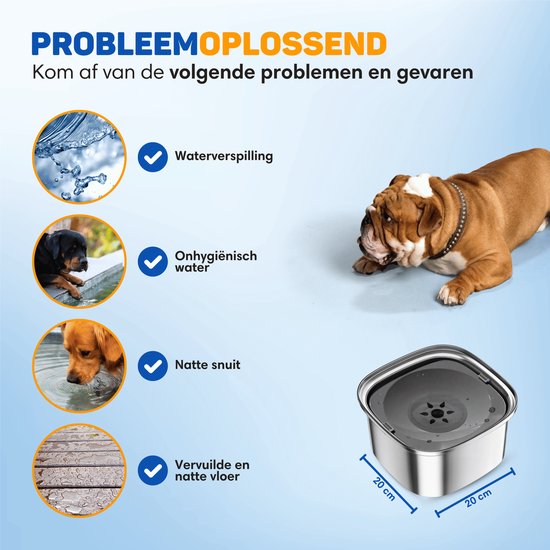Vulpes Goods® Drinkbak Hond - Waterbak voor Honden - Anti Knoei - Vermindert slobberen - RVS - Onderweg - 3L