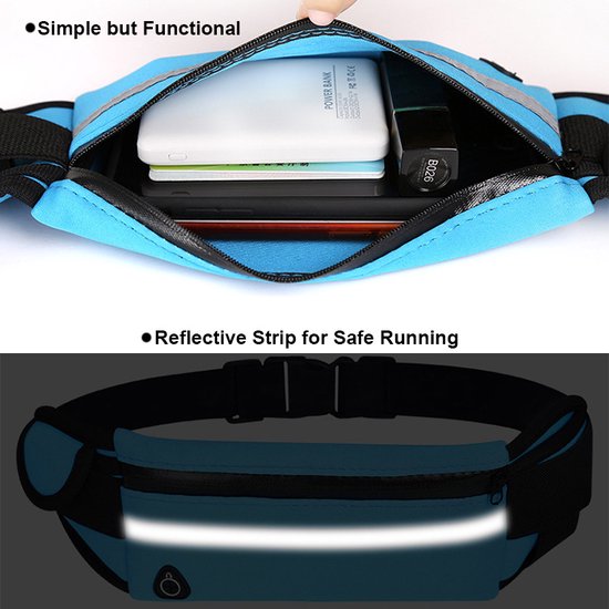 Garpex® Running Belt - Heuptas - Hardloop Telefoonhouder - Hardlooptasje - Heuptasje Dames en Heren - Hardlopen - One Size - Zwart