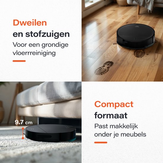 Skoov Ecopulse - Robotstofzuiger met Dweilfunctie en laad station - Met APP en afstandsbediening - Huisdieren - Automatische - Dweilrobot - Geschikt voor Hondenharen