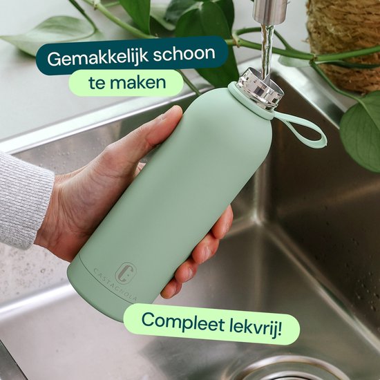 Castagnola Waterfles - RVS Drinkfles 500 ML - Stalen Thermosfles - Drinkflessen voor Volwassenen - Dubbelwandig - Groen