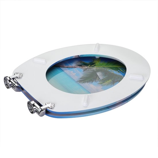 Casaria Wc-bril met Deksel Sluitingsmechanisme Toiletzitting MDF Strand
