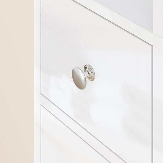 SoBuy BZR167-GW Hoge Badkamerkast - Pearl White Houtcomposiet met Lade