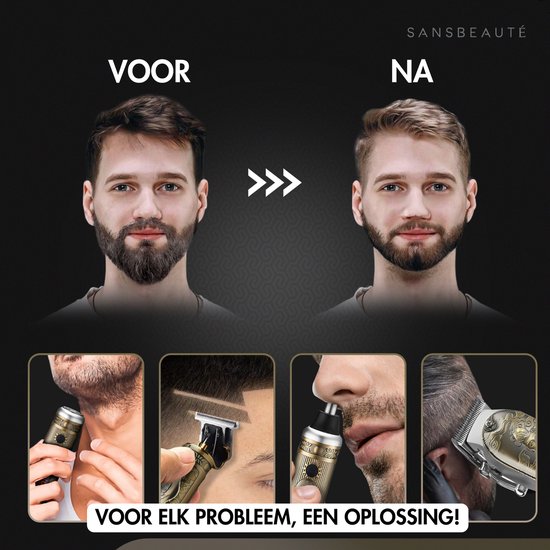 Professionele Draadloze 5-in-1 Tondeuse met Foil Shaver - Sansbeauté - Tondeuse Mannen Hoofdhaar - Cheveux Haar - Haartrimmer - Kapper Haar Machine - Haartondeuse - Trimmer Baard - Barbe Hair Clipper - Kapper Buddha Trimmer - Barber Set - Kappersset