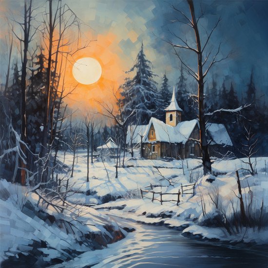 Rubye® Diamond Painting - Diamond Painting Volwassenen - Diamond Painting Kinderen - Diamond Painting Pakket Volledig - Wintershuis -30x30cm