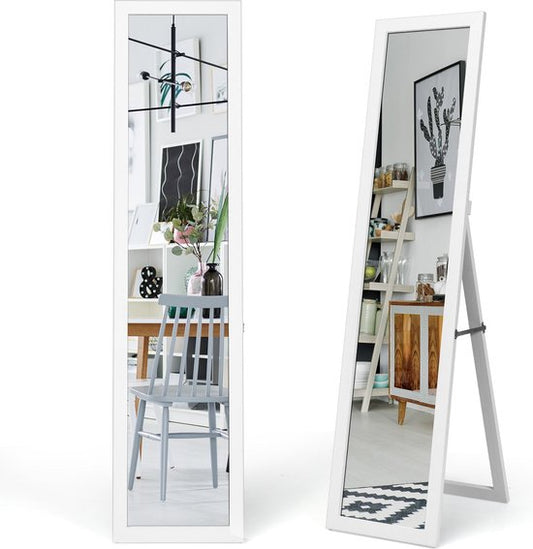 Coast 2 in 1 full-body spiegel vol lichaamsniveau met houten frame 37 x 155 cm wit