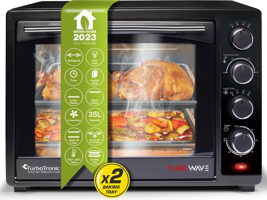 TurboTronic EV35 Vrijstaande oven 35L - Mini oven - Elektrische Oven - Zwart