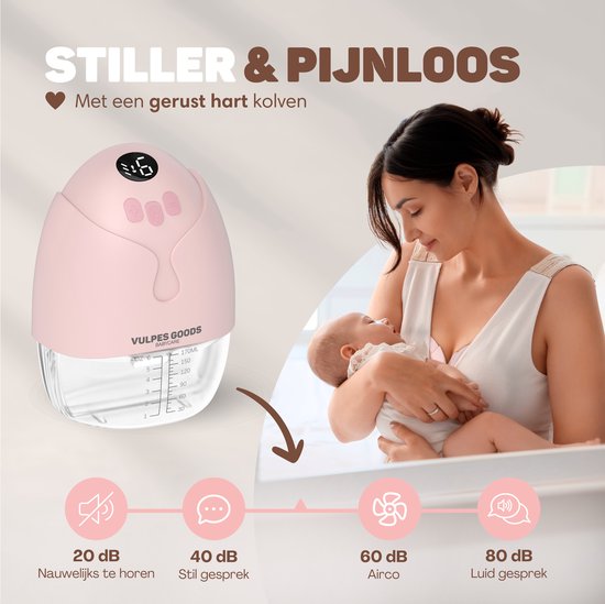 Vulpes Goods® BabyCare - Handsfree Borstkolf - Elektrische Draadloze Borstkolf - Draagbaar – Dubbele elektrische handsfree Kolf - 2 Stuks - MAX versie