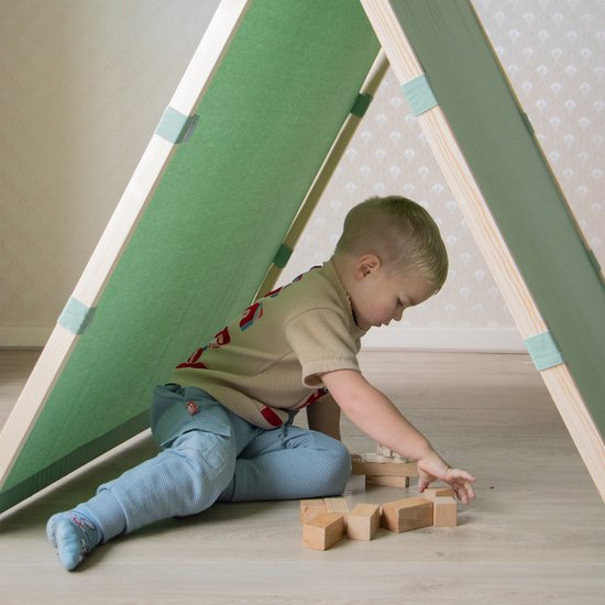 Sunny Como Speeltent Groen – Wigwam Tipi Tent voor kinderen - Stokken FSC hout - 123x106x107cm