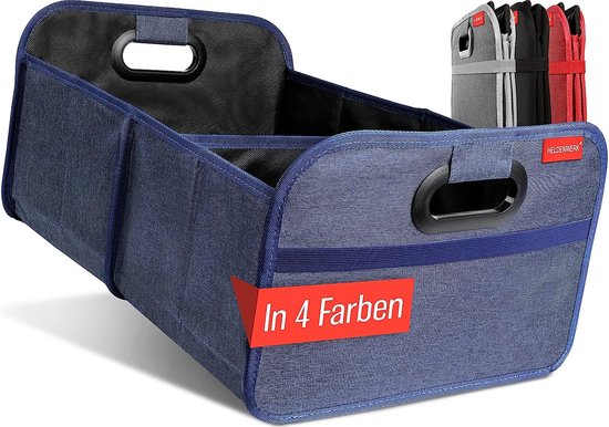 HELDENWERK Opvouwbare kofferbaktas met antislip klittenband - kofferbak organizer, auto vouwbox, boodschappentas - versterkt en stabiel