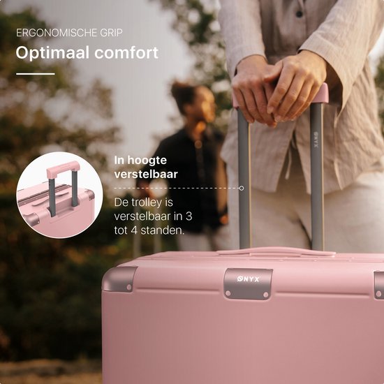 ONYX Hybrid Pro Check-in Koffer Medium 70 Liter - Gerecycled Polycarbonaat en Ritsloos Design - Reiskoffer met TSA slot en Spinner wielen - Candy Pink