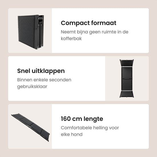Hondenloopplank voor Auto - Hondentrap Inklapbaar - Met Antislip - 160 cm