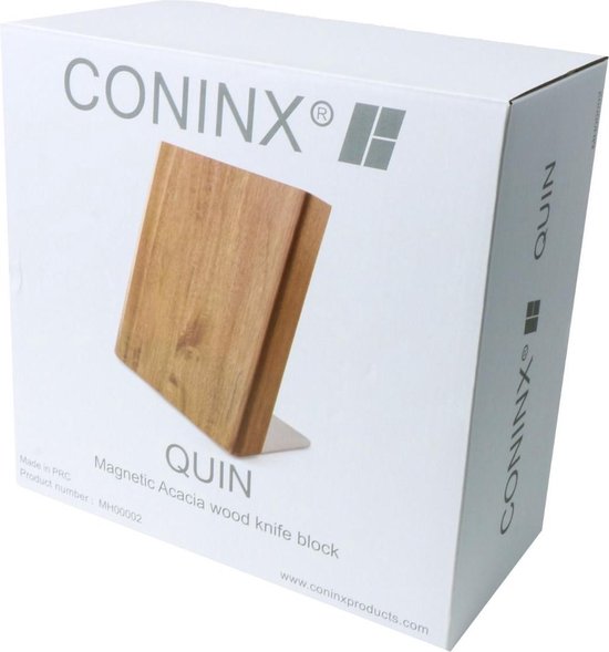Groot Houten Messenblok Magnetisch Coninx Quin XL 27.5x27.5CM | Messenmagneet zonder messen | Messenhouder | Antislip - RVS-Acacia hout.
