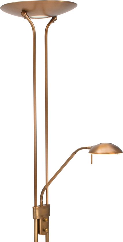 Steinhauer Olet - Klassieke LED Dimbare Vloerlamp | Staande Lamp met Dimmer met leeslamp - 1 lichts - H 1800 mm - Brons - Woonkamer | Slaapkamer