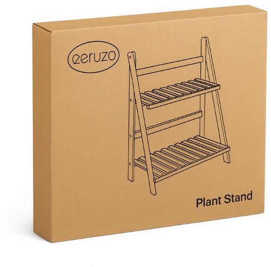 Ceruzo Plantenrek Bamboe – 2-Laags Plantenstandaard – 50x28x54 cm – Kruidenrek– Naturel