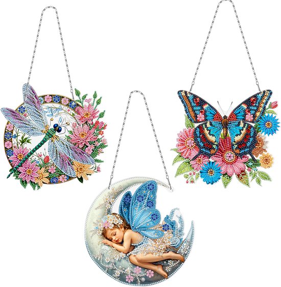 Adorzy Adorzy Diamond Painting Raamhangers – 3 stuks – Zonvanger - Diamond Painting Volwassenen – Diamond Painting Kinderen – Raamhangers Dieren