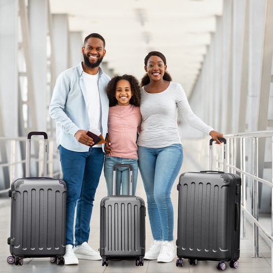 TRVLMORE Kofferset - 2 Delig - 38L Handbagage en 110L Ruimbagage - Lichtgewicht - Trolley - Reiskoffer Set - Donkergrijs