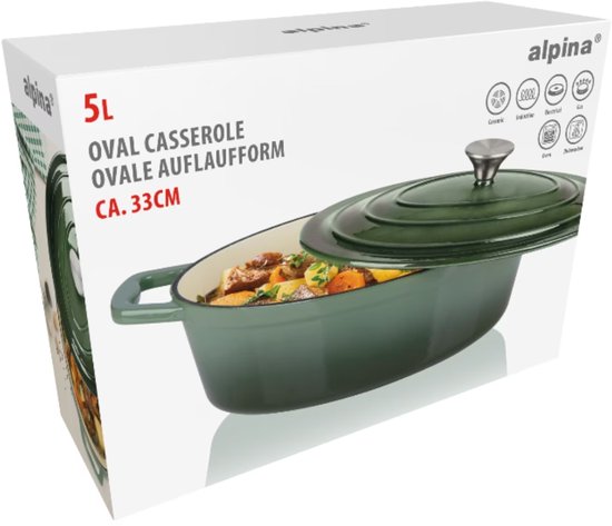 Alpina Braadpan 33cm gietijzer groen |8711252356082