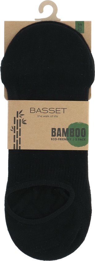2-paar onzichtbare Footies bamboe - Lage bamboe sneakersokken - Kousenvoetjes voor dames en heren - 38 - Zwart