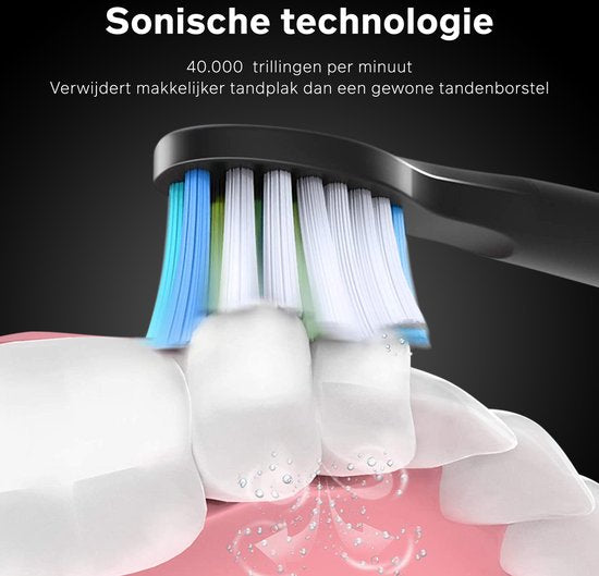 Bintoi® iSonic ProClean - Opzetborstels Elektrische Tandenborstel - 3 Stuks - Geschikt voor Bintoi iSonic D700/D600 - Jaarvoorraad - Zwart