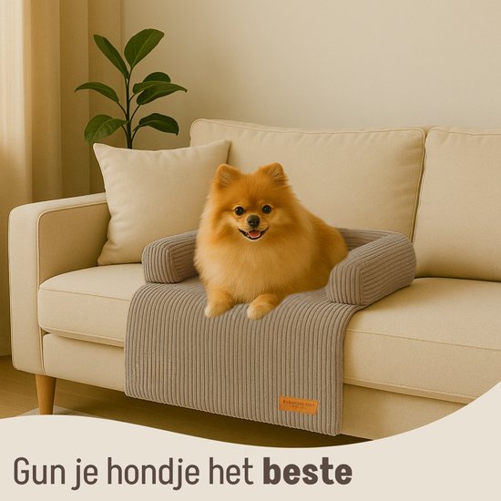 By Cee Cee Origineel Hondendeken Bank – Hondenkleed Bank - Hondenmand - Premium - Volledig Afritsbaar - Ribstof - Mokka Taupe - 75x90 - Maat S