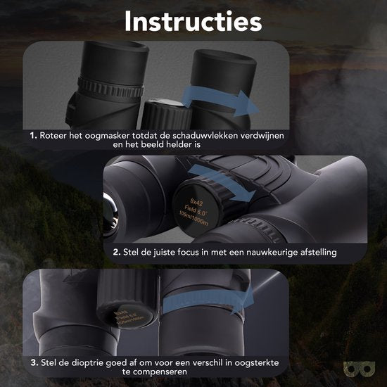 Zoomble® Verrekijker PRO 8x42 met Draagtas - Incl. E-Book Vogelspotten - Bak-4 HD Lens - Geschikt voor Vogelaars, Outdoor & Hiking - Volwassene - Verkijker