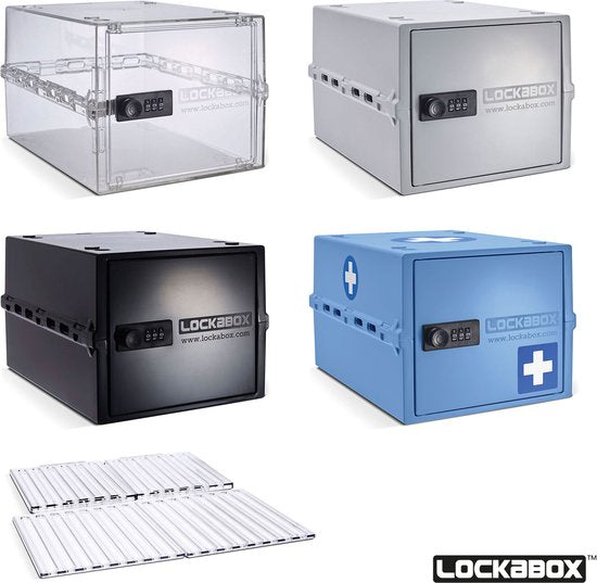 Lockabox One™ Opbergbox met Cijferslot - Afsluitbare Medicijnkast - Polycarbonaat Kluis - Koelkast en Diepvries Proof - 10,5 Liter - 31 x 21 x 17 cm