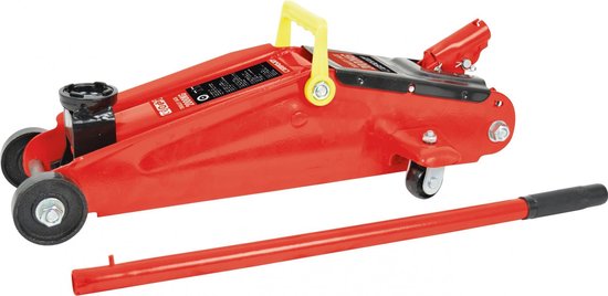 Carpoint Garagekrik – Verrijdbaar – Hydraulisch - Maximaal draagvermogen 2000KG - Hefhoogte van 130-380mm - Automatische veiligheidsklep - Lange pompstang – Zwenkwielen – Met TüV/GS product certificering