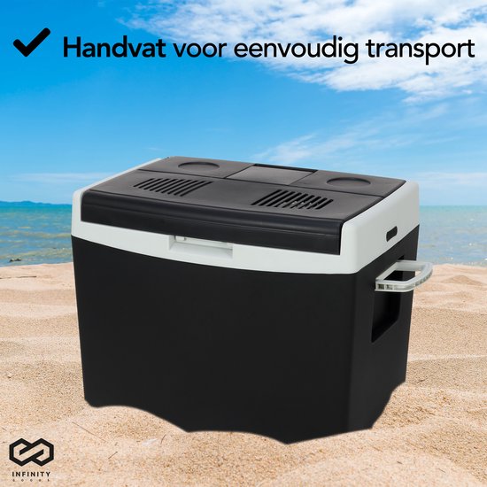 Infinity Goods - Elektrische Koelbox - 40L - Coolbox - 12V en 230V - Frigobox - Koelen en Verwarmen - Zwart