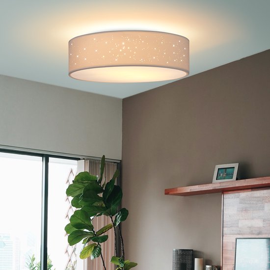 Monzana Plafondlamp - Sterrenhemel Rond 38cm 40 Watt Stof - Wit