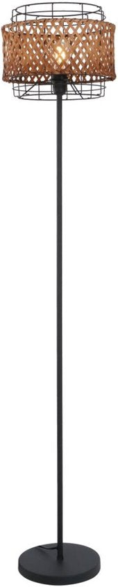Vloerlamp GINA Metaal 151.0cm Matt zwart | Bamboe E27 1-Lichts