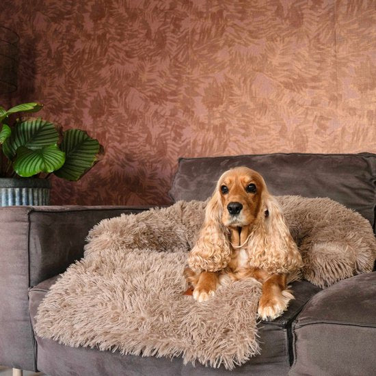By Cee Cee Origineel Hondendeken Bank – Hondenkleed Bank - Hondenmand - Premium - Volledig Afritsbaar - Fluffy Mokka - Maat M – 90x90