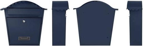 Perel Brievenbus Paris, wandmontage, met naamplaatje, incl. 2 sleutels, afmetingen (H x B x D) 37 x 26.5 x 13.2 cm, blauw